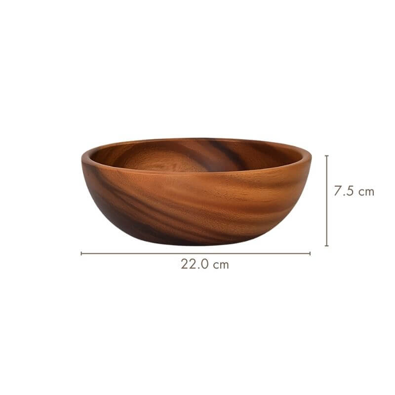 Elemental Acacia Wooden Bowl 22x7.5cm | Organic Balance – by sophi