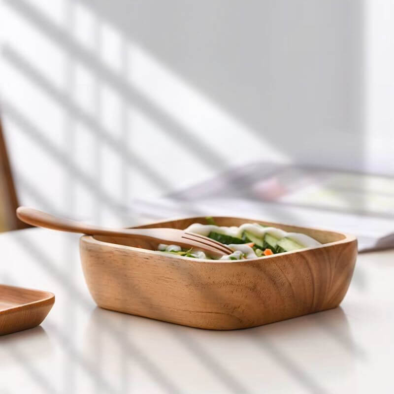 Satori Oak Wooden Square Bowl | Timeless Simplicity – by sophi