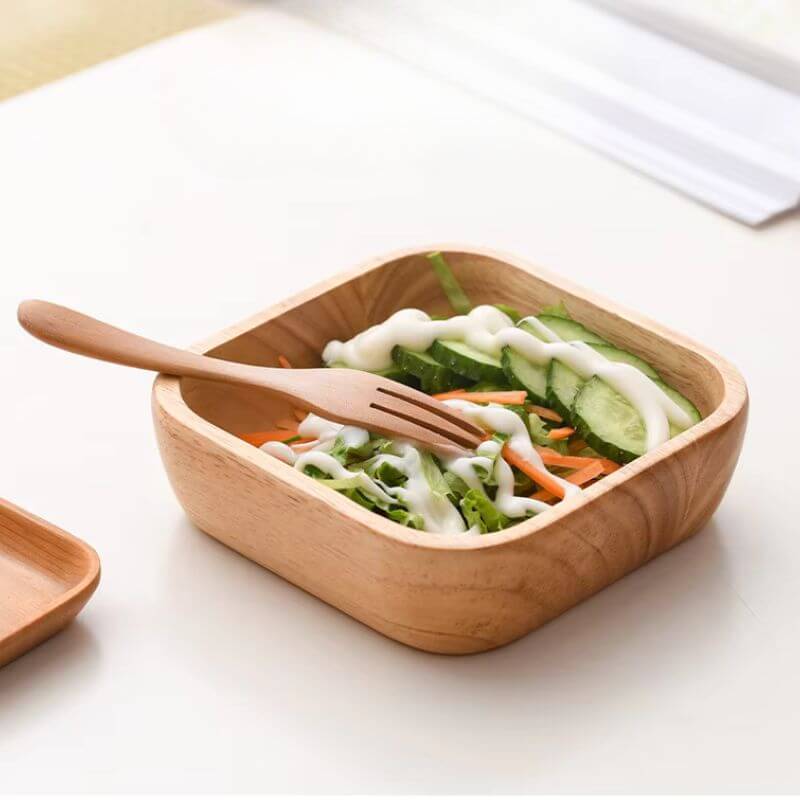 Satori Oak Wooden Square Bowl | Timeless Simplicity – by sophi