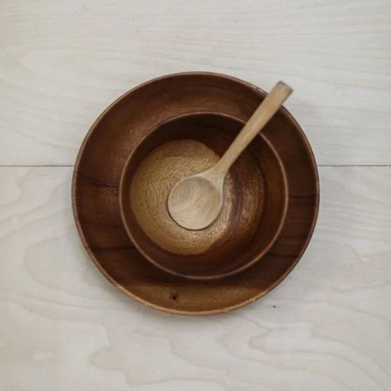 Elemental Acacia Wooden Bowl 22x7.5cm | Organic Balance – by sophi