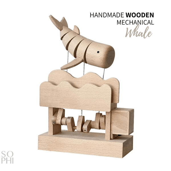 Handmade Wooden Mechanical Whale - Artistic and Interactive Decoration - SophiMarket