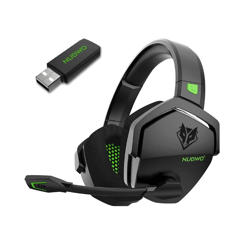 WirelessGamingHeadset, WirelessGamingExperience, USBWirelessDongle, UltraLowLatency, StereoSpeakers, StereoAudio, StableConnection, SoftMemoryEarmuffs, RichBass, RGBLighting, OverEarDesign, NUBWO, NoiseCancellingMic, Lightweight, LagFree, GamerLife, G06, FoldableDesign, ComfortableFit, 50mmDrivers, NUBWO G06 Gaming Headset