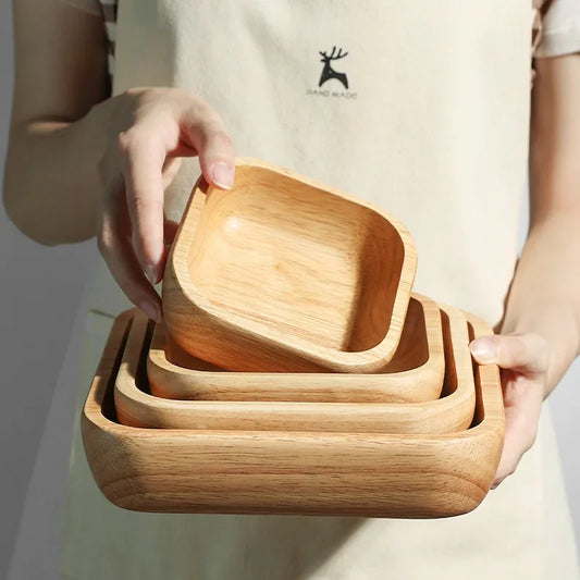 Satori Oak Wooden Square Bowl | Timeless Simplicity – by sophi